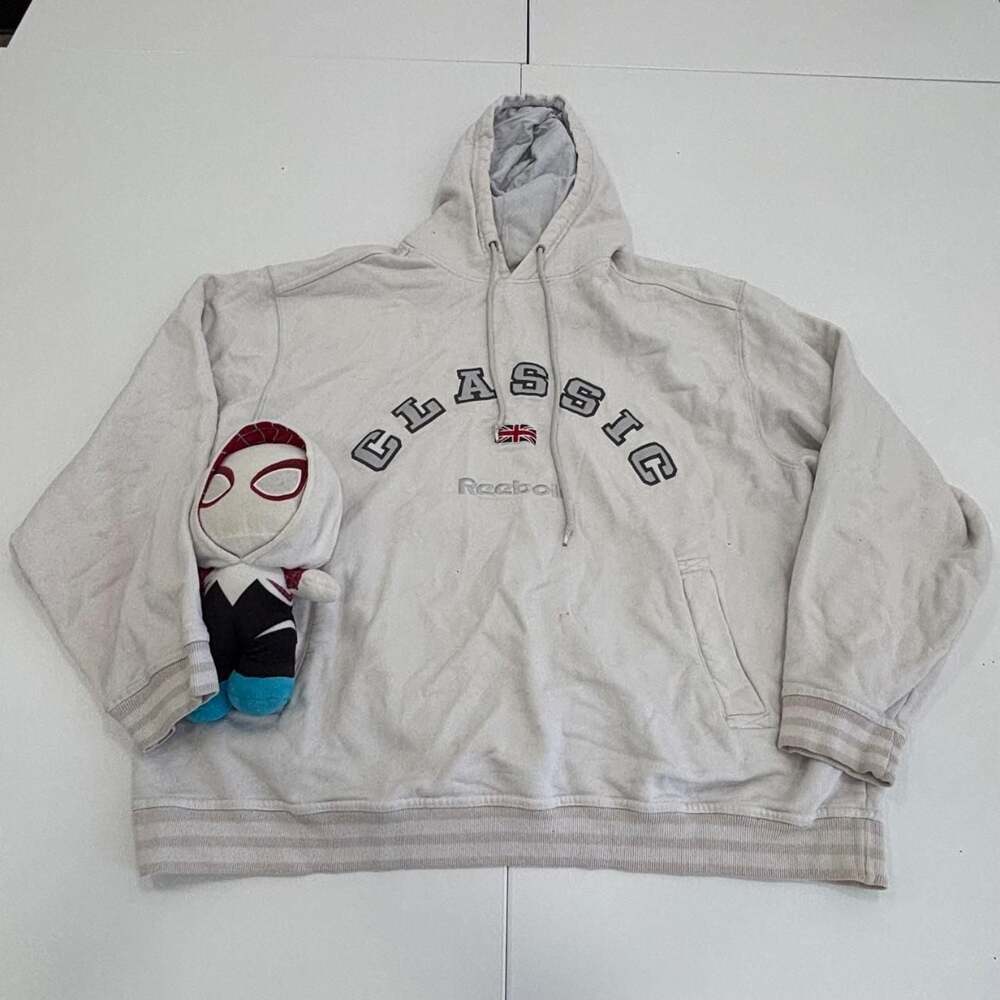 Vintage Reebok Classic Embroidered Arch Logo Off-White Hoodie